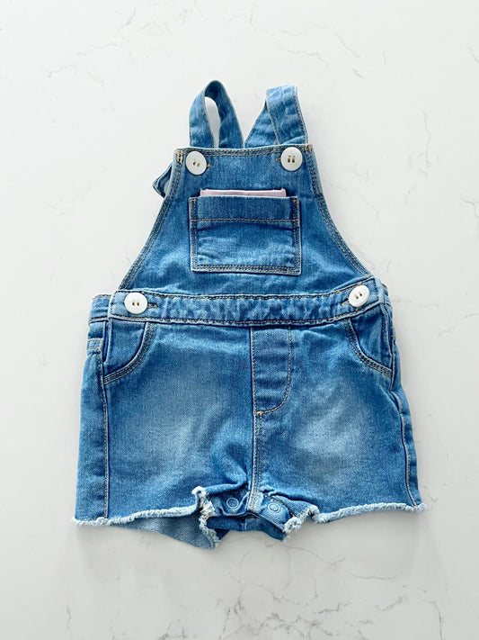 George-Salopette short jeans-6/12 mois